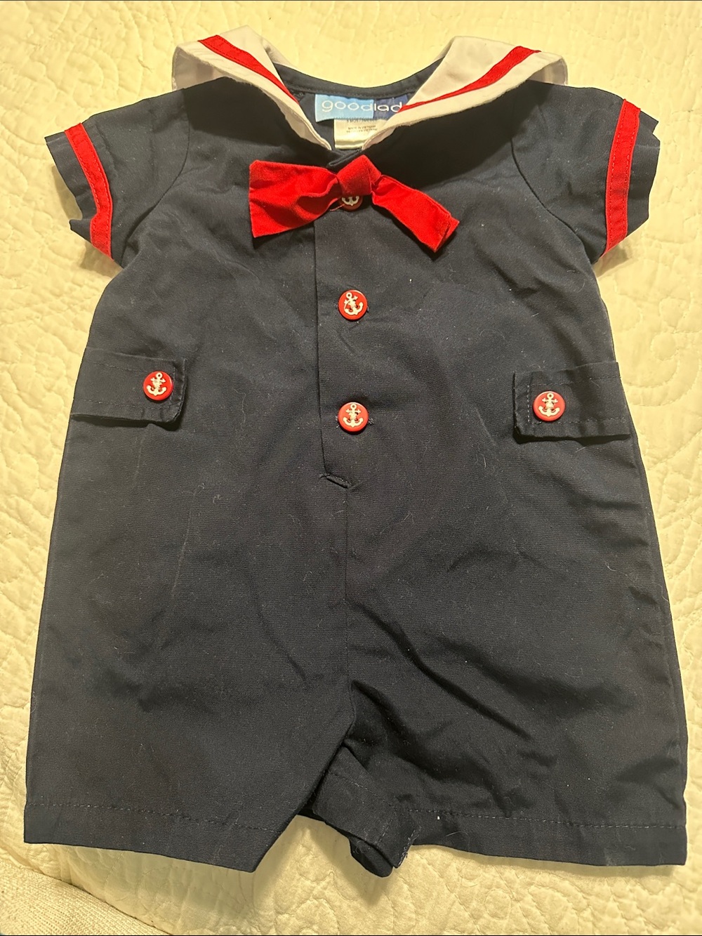 0277 Good Lad Navy, Red & White Sailor One-Piece size 9 months